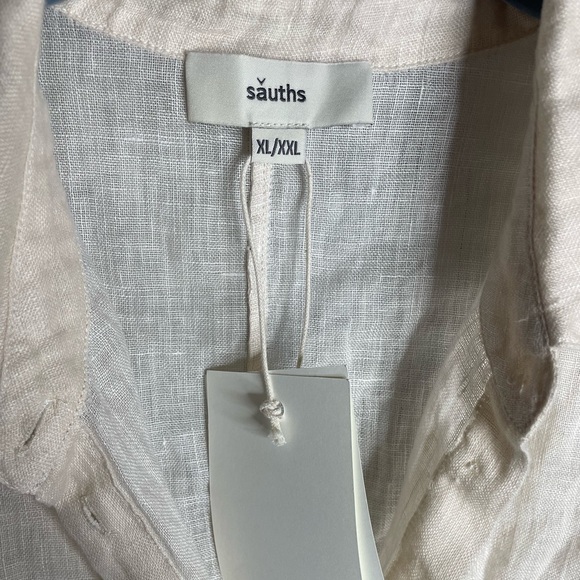 Sauths linen blouse beige button down drop sleeve NWT women’s size xl / xxl - Picture 3 of 6